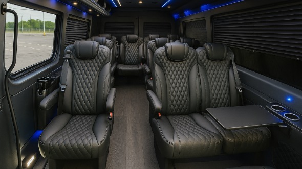 Interior of Charter Bus Company Jacksonville's 18 Passenger Minibus in Jacksonville