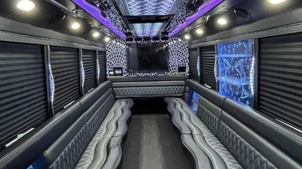 Interior of Charter Bus Company Orlando's 25 Passenger Party Bus in Orlando