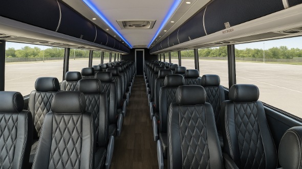 Interior of Charter Bus Company Jacksonville's 45 Passenger Charter Bus in Jacksonville