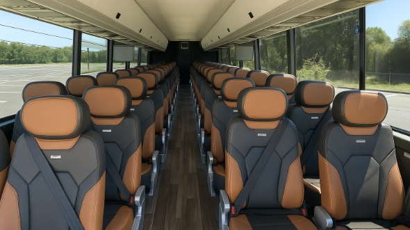 Interior of Charter Bus Company Jacksonville's 48 Passenger Charter Bus in Jacksonville