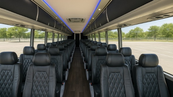 Interior of Charter Bus Company Jacksonville's 54 Passenger Charter Bus in Jacksonville