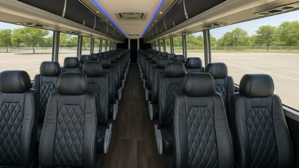Interior of Charter Bus Company Jacksonville's 55 Passenger Charter Bus in Jacksonville