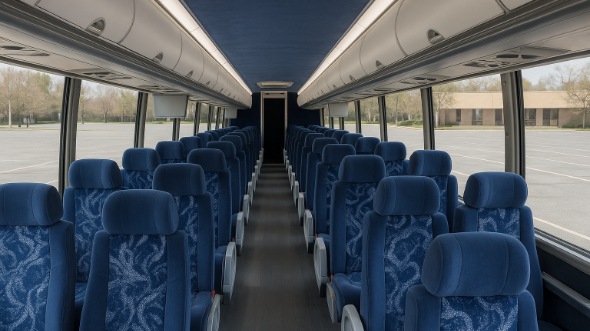 Interior of Charter Bus Company Jacksonville's 56 Passenger Charter Bus in Jacksonville